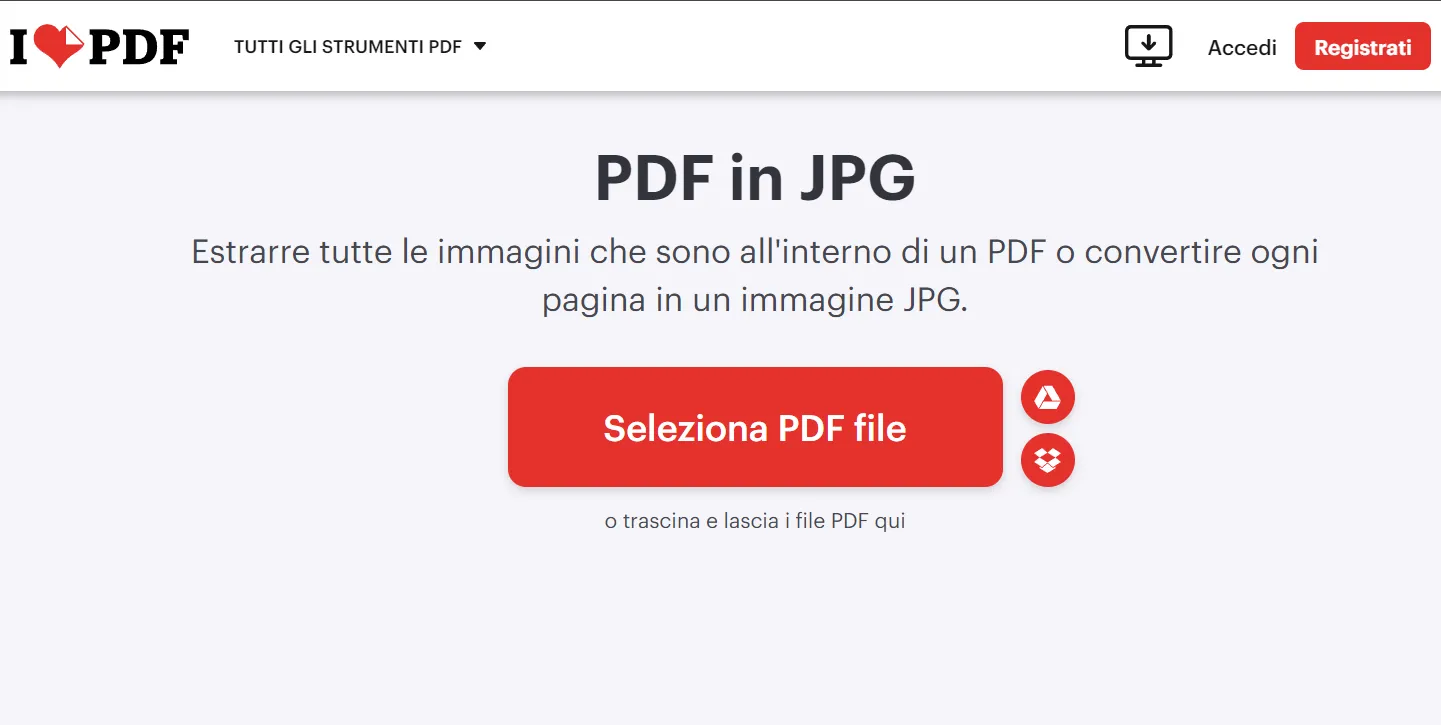 convertire da pdf a foto online