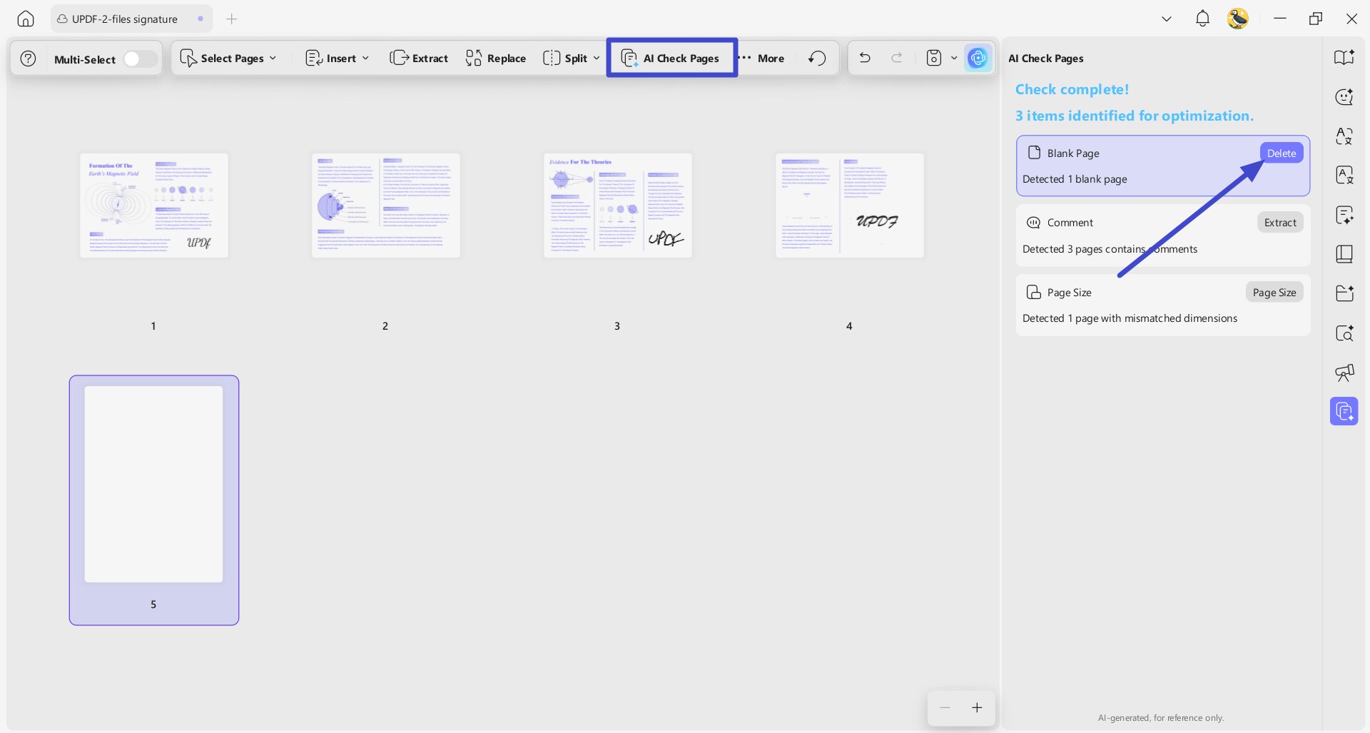 remove blank pages from pdf using ai