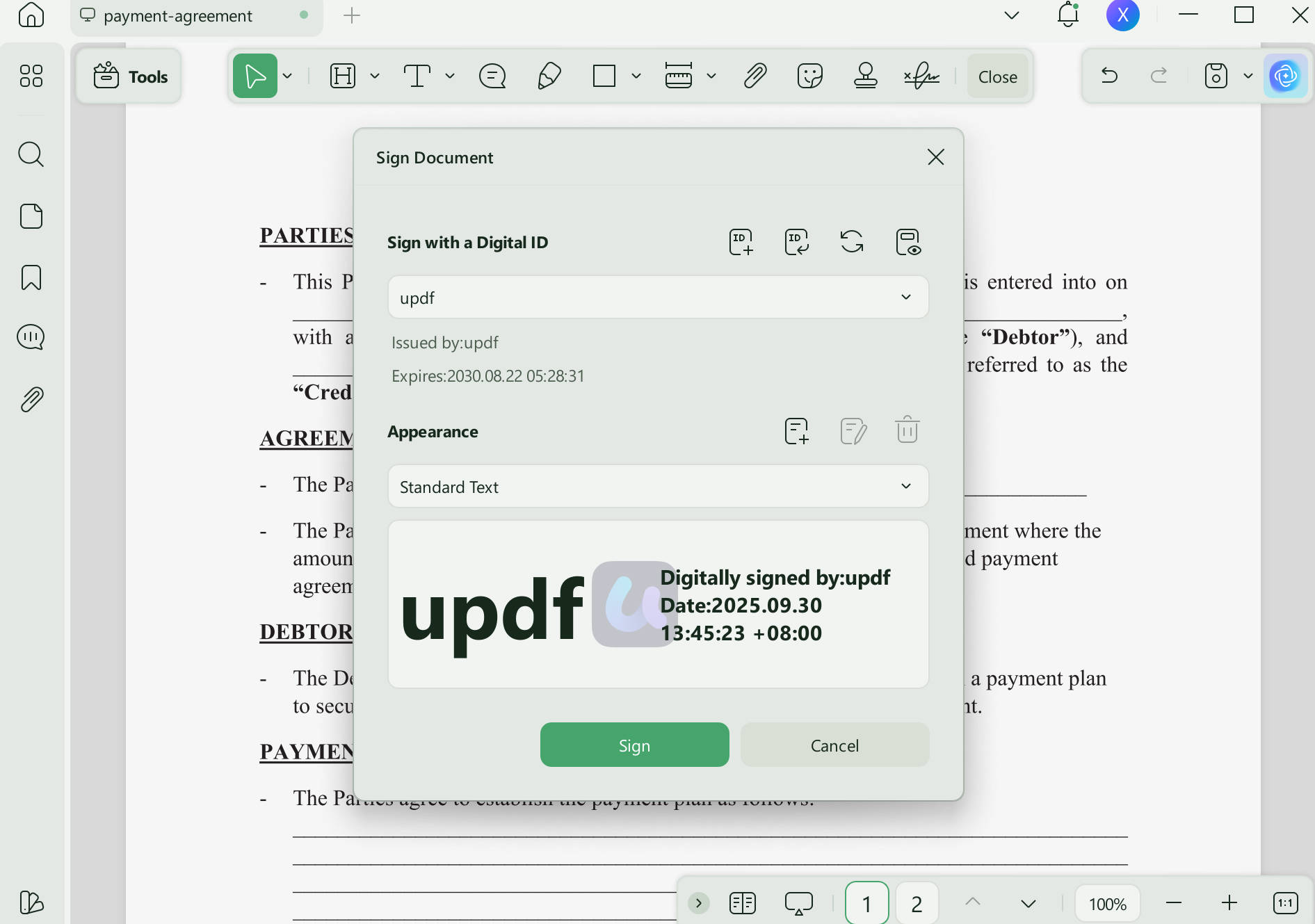 create signature on win