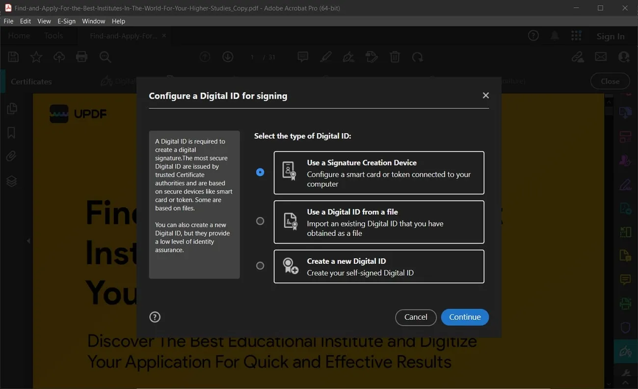 adobe acrobat digital signature creator