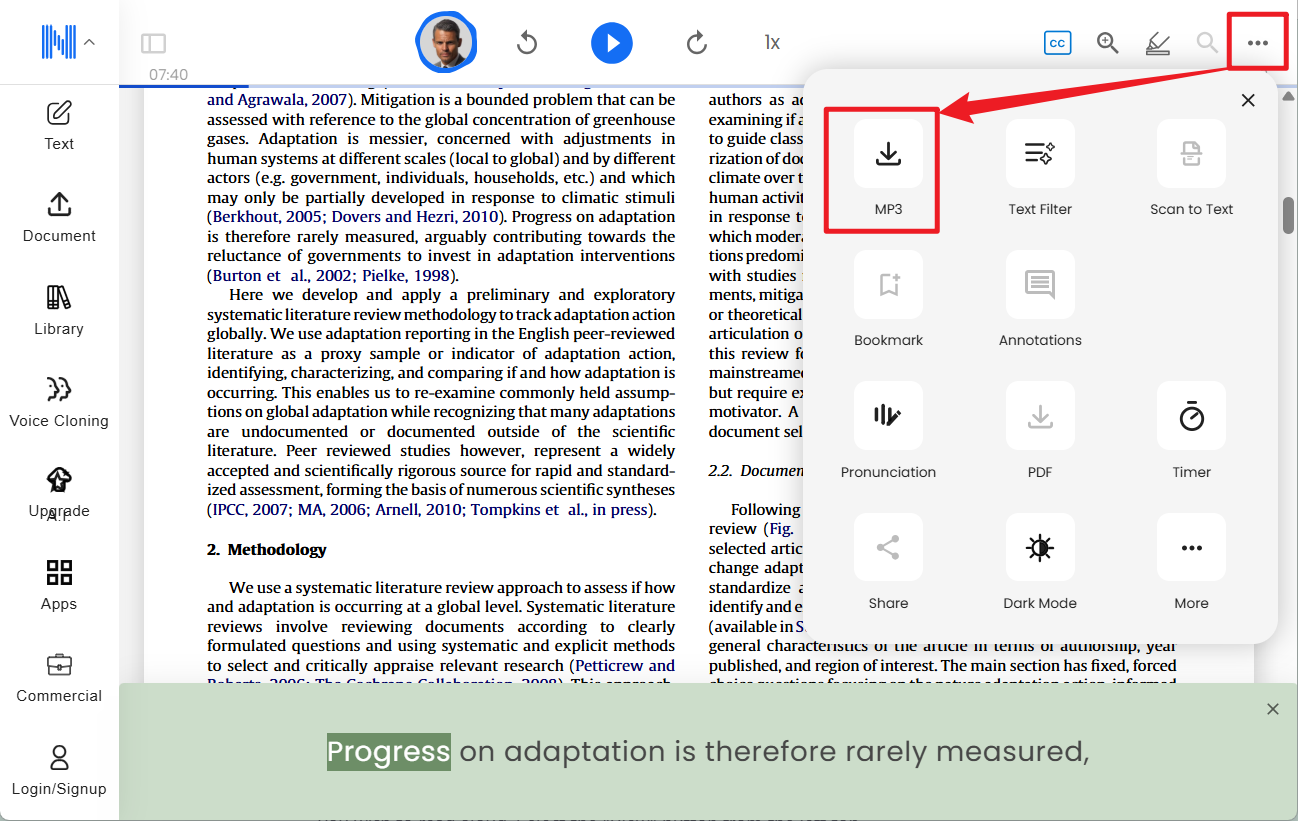 download the audio on naturalreader