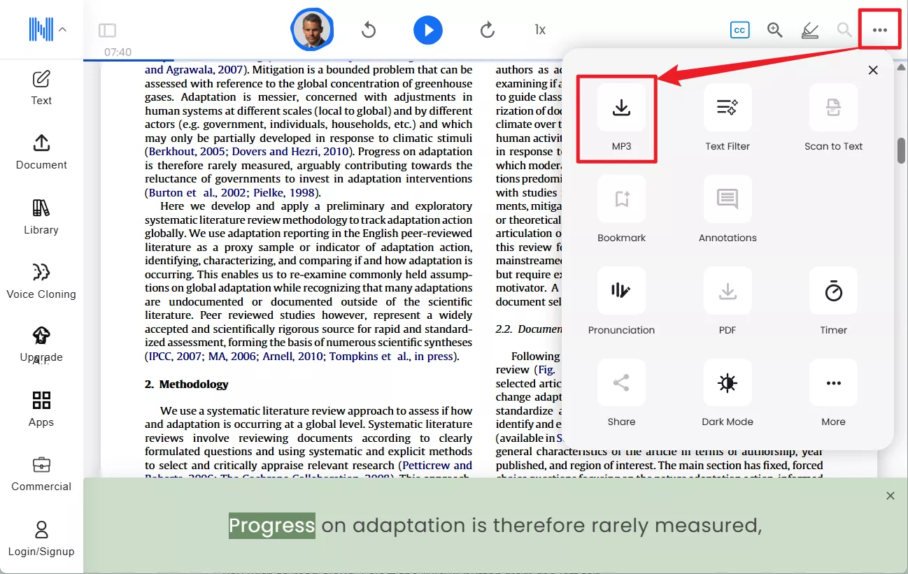 download the audio on naturalreader