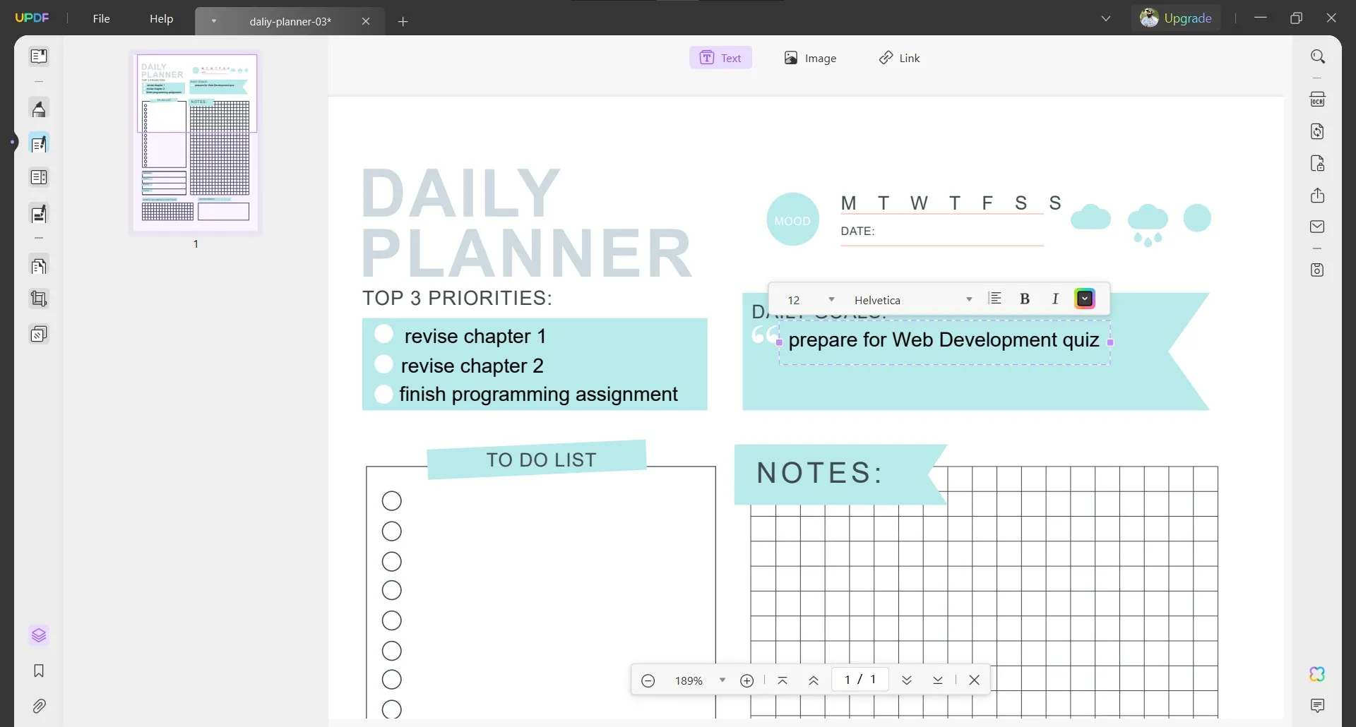 study at home edit daily plan