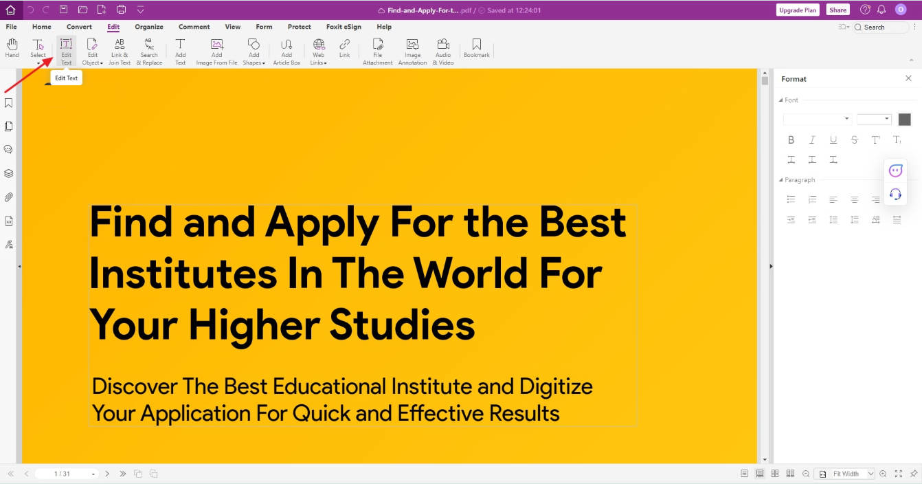 edit the document text