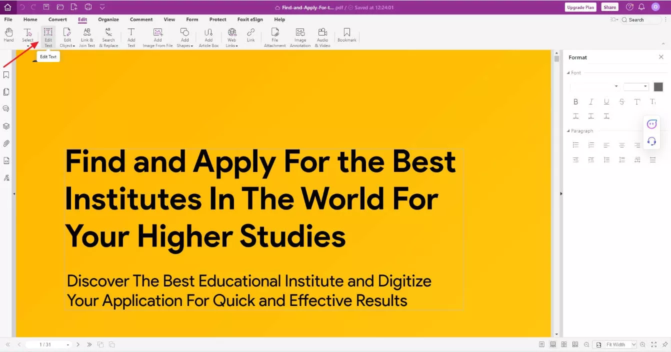 edit the document text