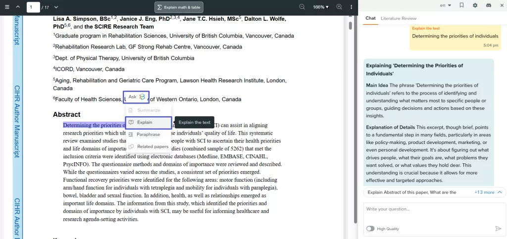explain the text scispace