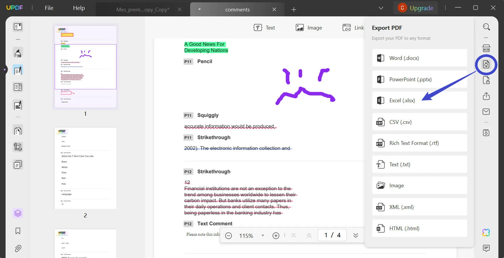 export comments from pdf to excel pdf to excel