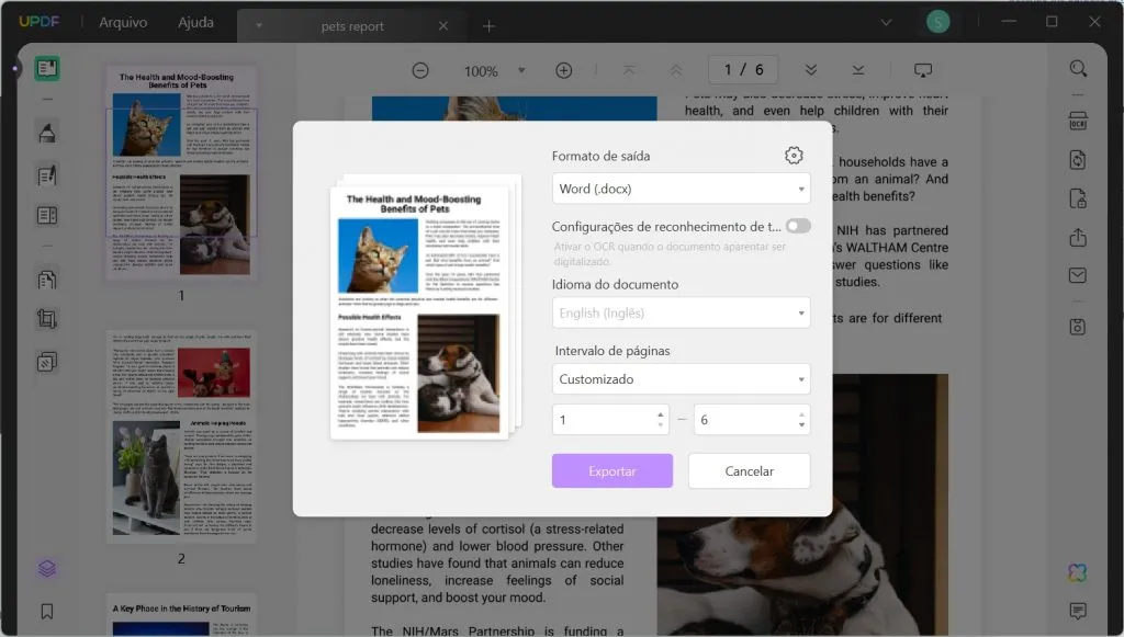 como copiar e colar de pdf com exportação do pdf convertido