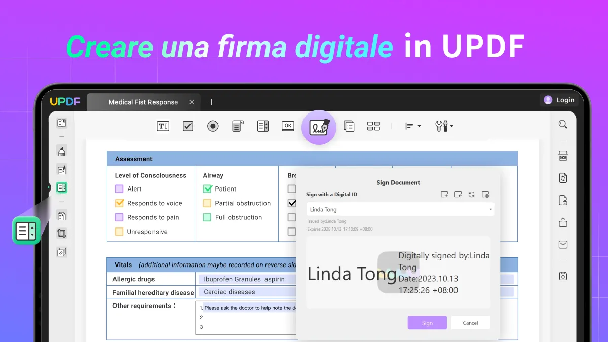 creare una firma digitale con UPDF