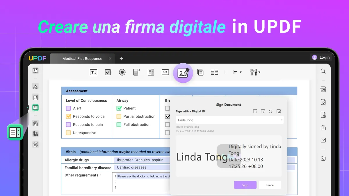 aggiungere una firma digitale al PDF