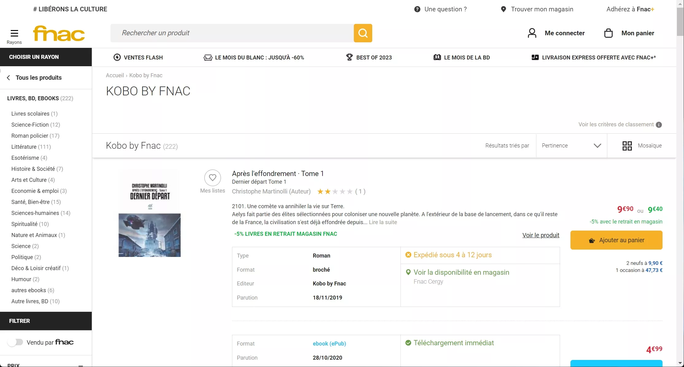 Livre numérique Kobo by Fnac