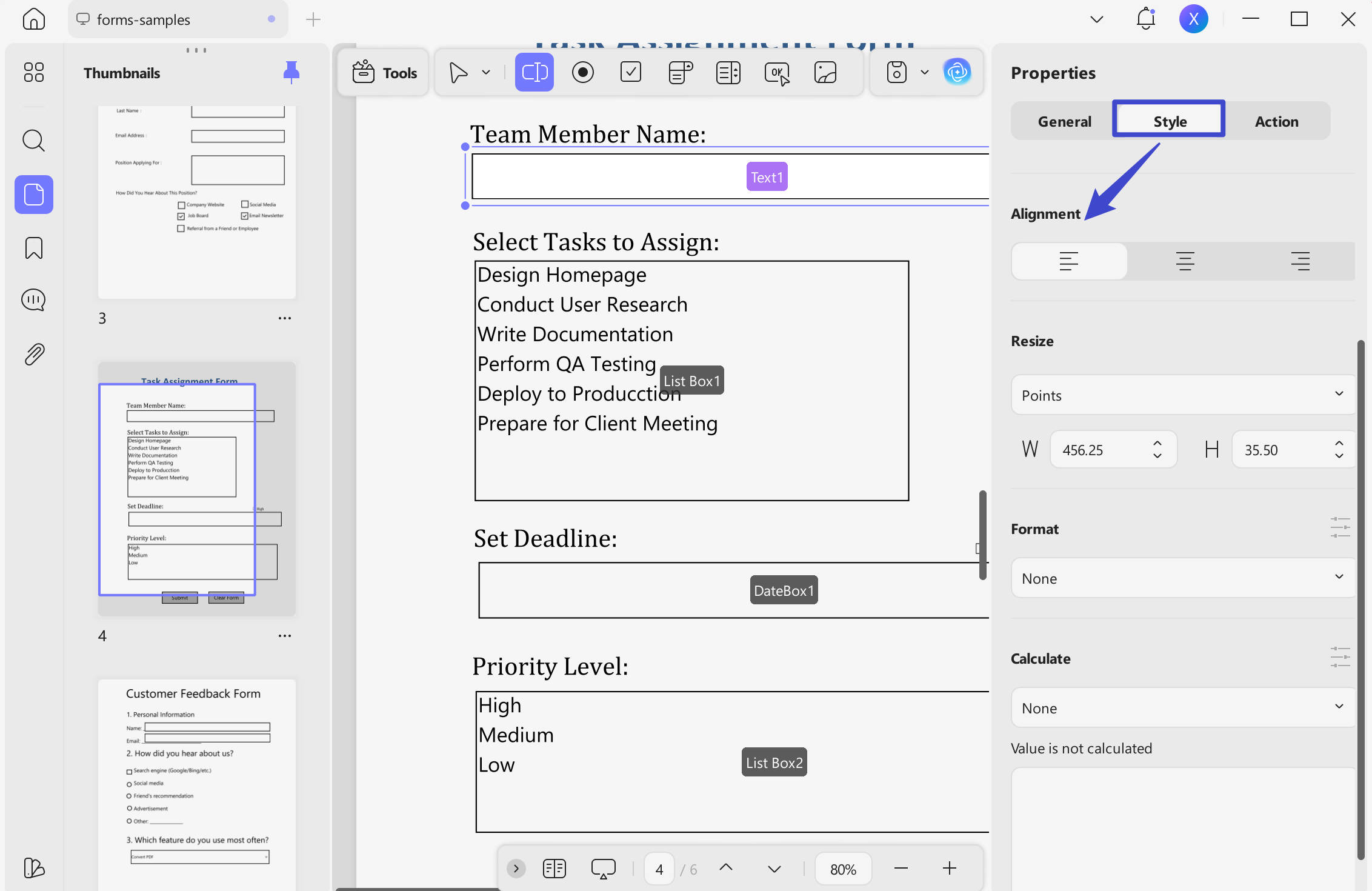 how to align text box in PDF updf