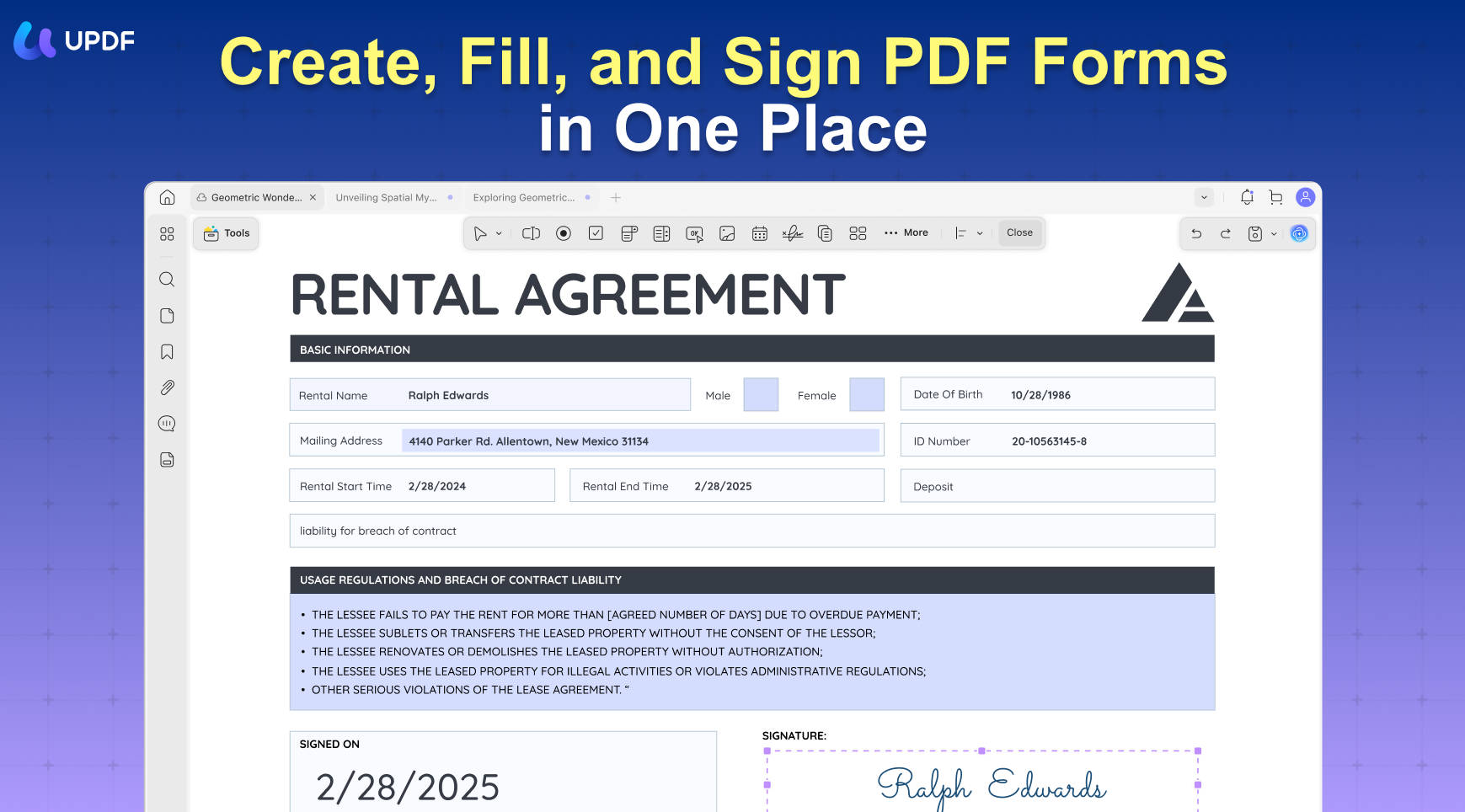 create fill and sign pdf forms in updf