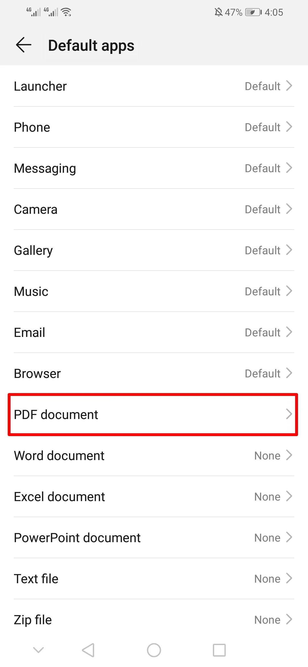 change pdf document default app
