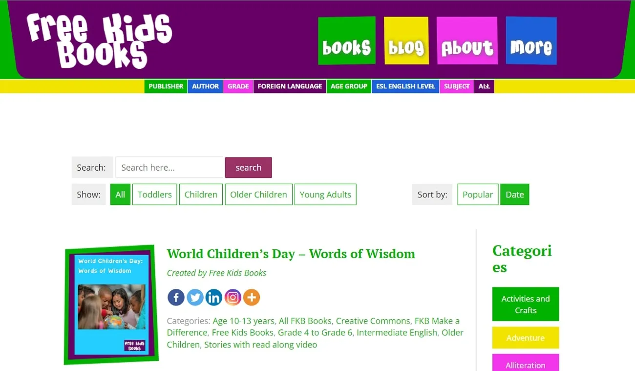 free kids books website