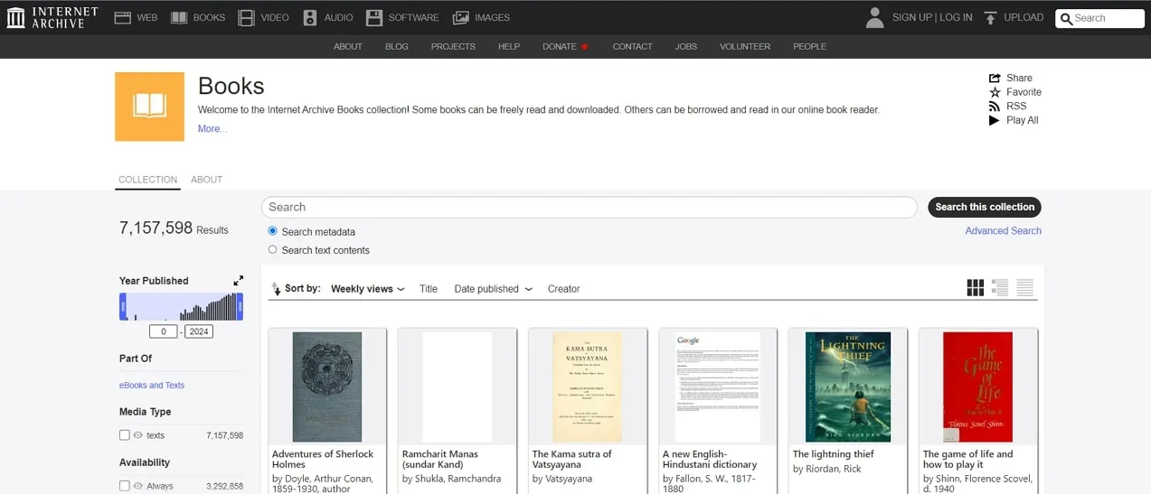 internet archive kostenlose Textbuch-Webseiten