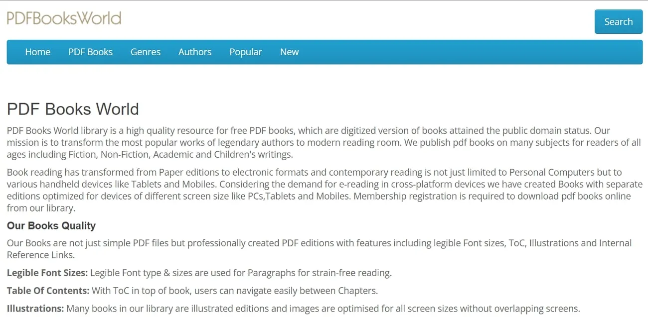 pdf books world のウェブサイト