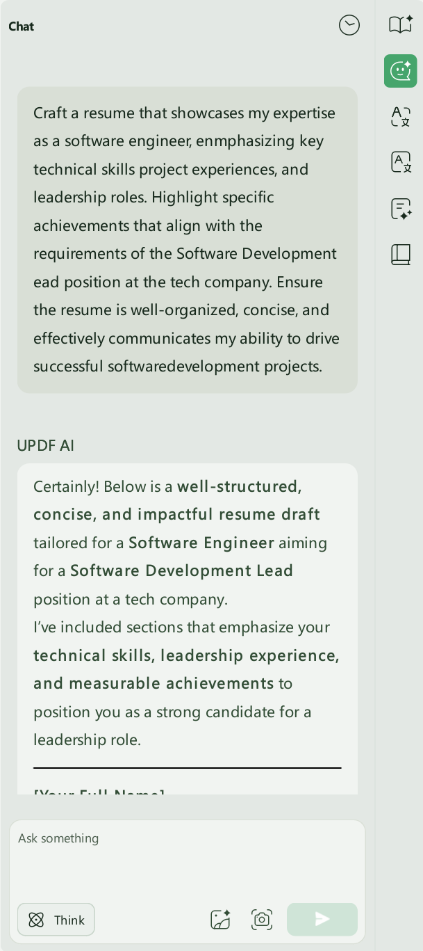 updf ai prompt for resume and cover letters
