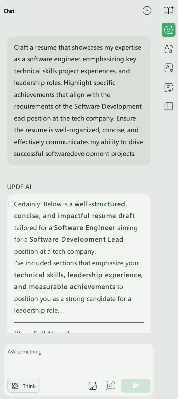 updf ai prompt for resume and cover letters