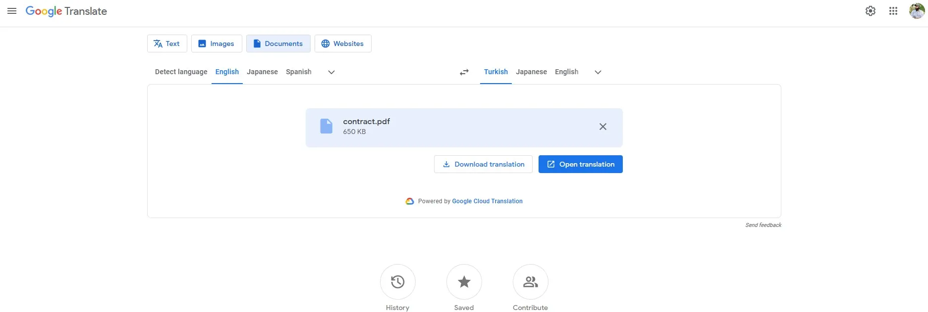 google english to turkish translator