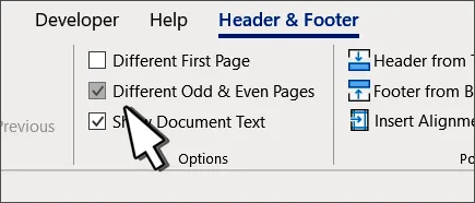 different footer on each page word box
