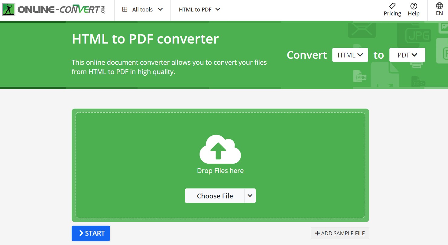 Document HTML Chrome en PDF, interface de conversion en ligne