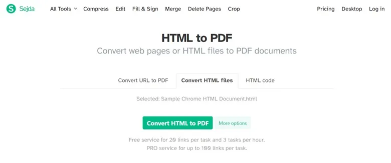 chrome html document to pdf sedja