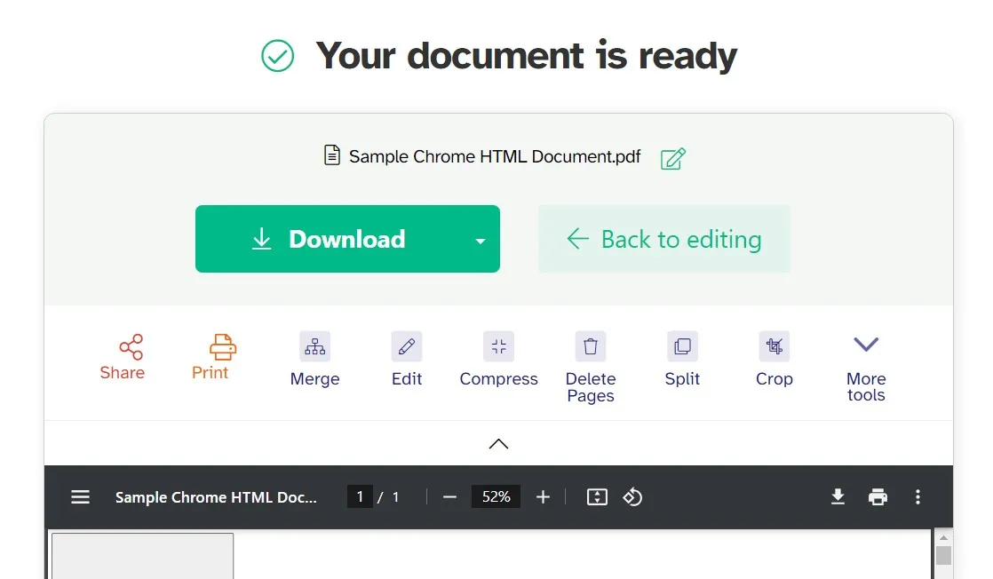 chrome html document to pdf download