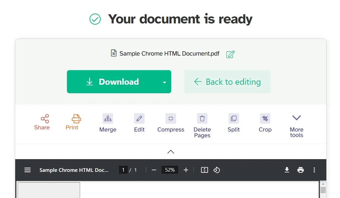 documento HTML de Chrome a PDF descargar