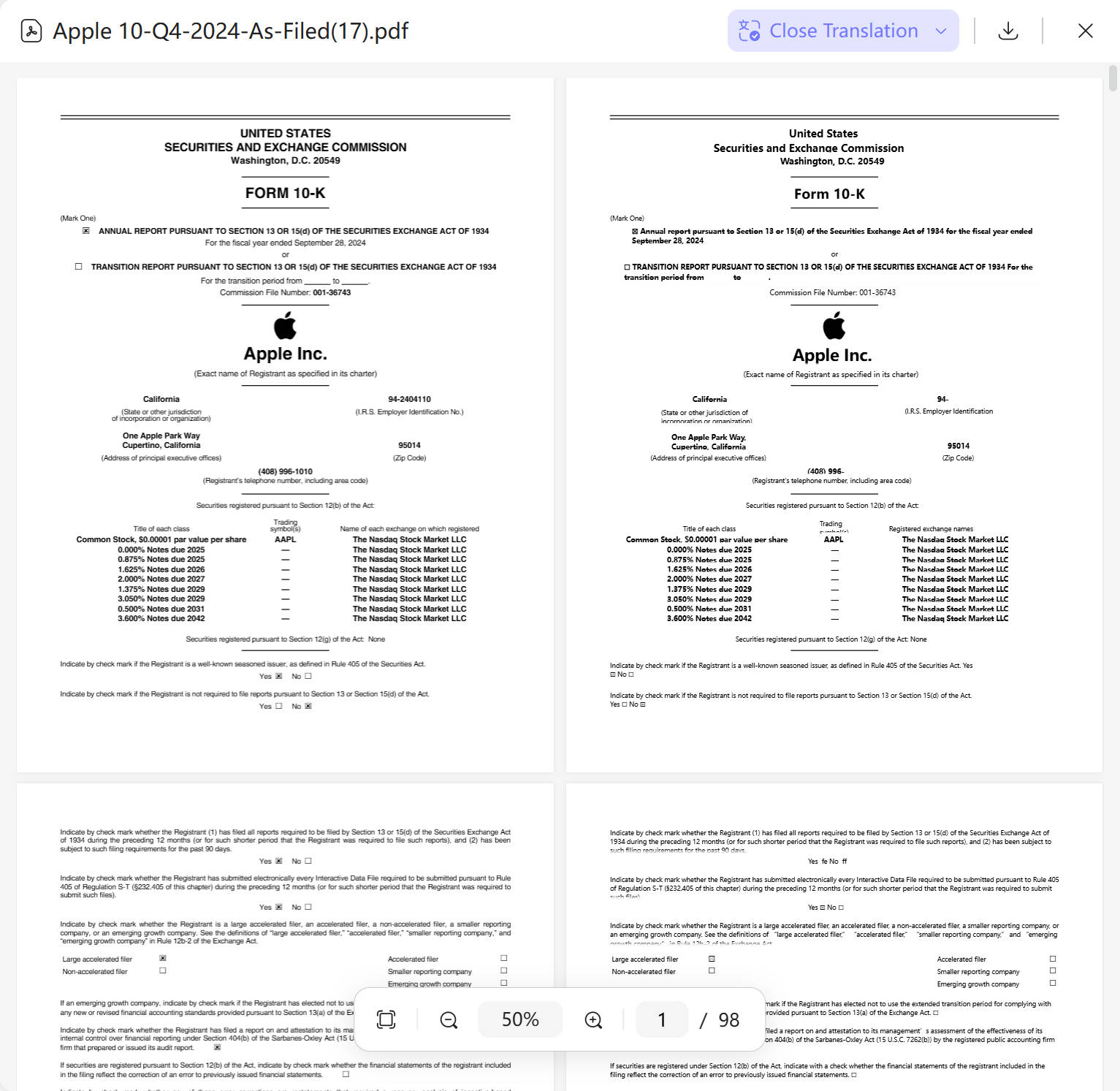 side by side translation