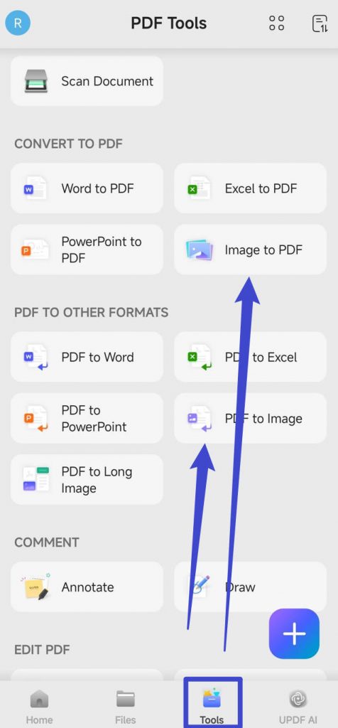 image from to pdf updf android