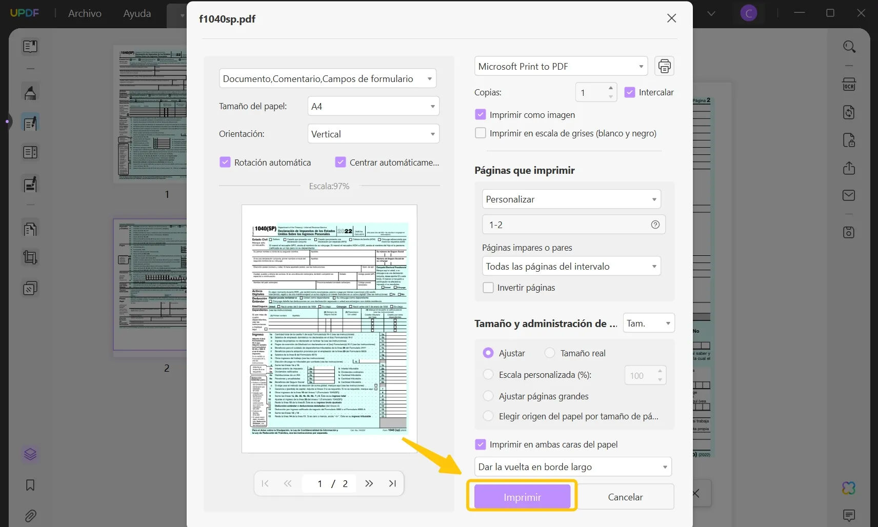 microsoft print to pdf in updf