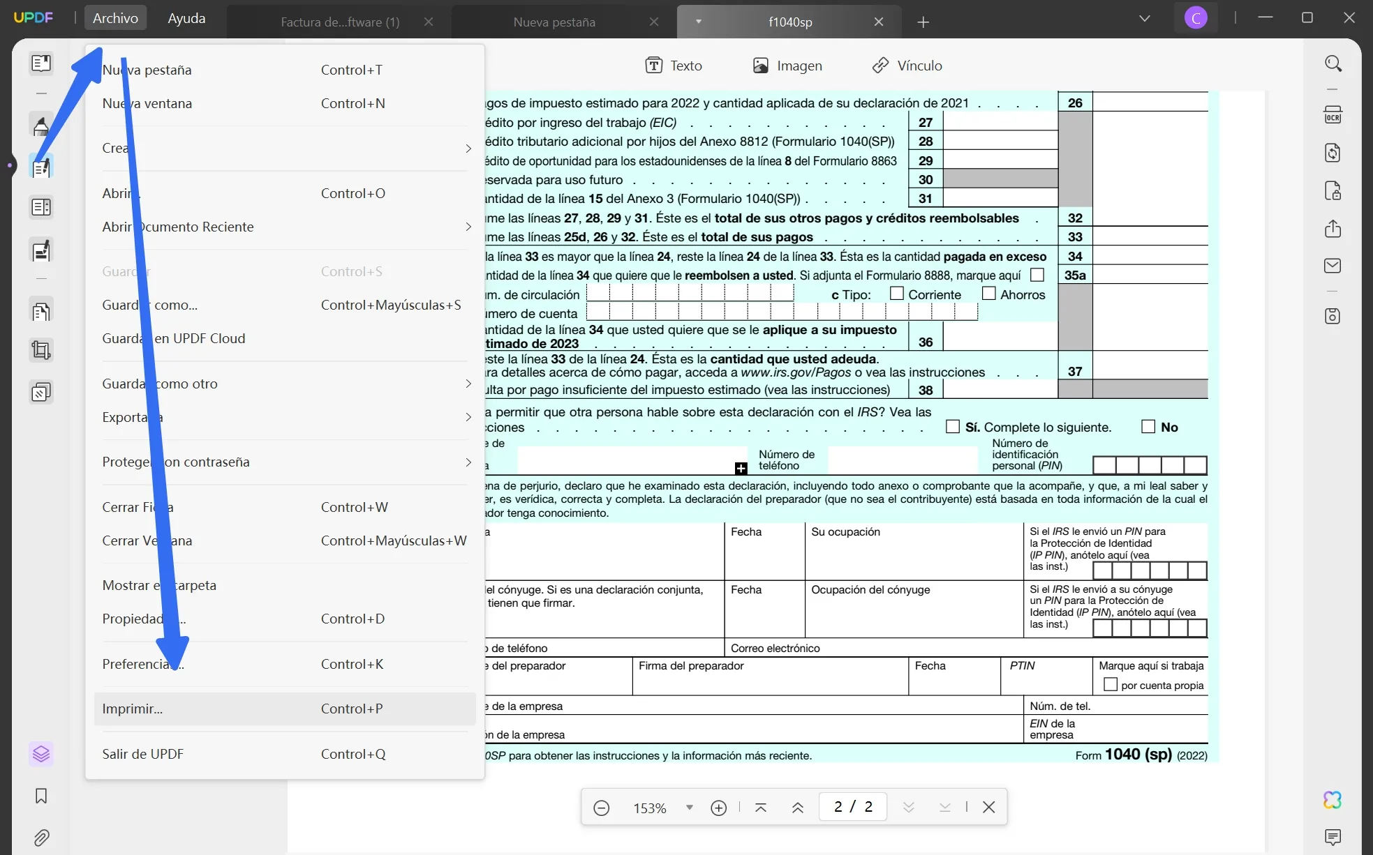 change paper size in pdf print option