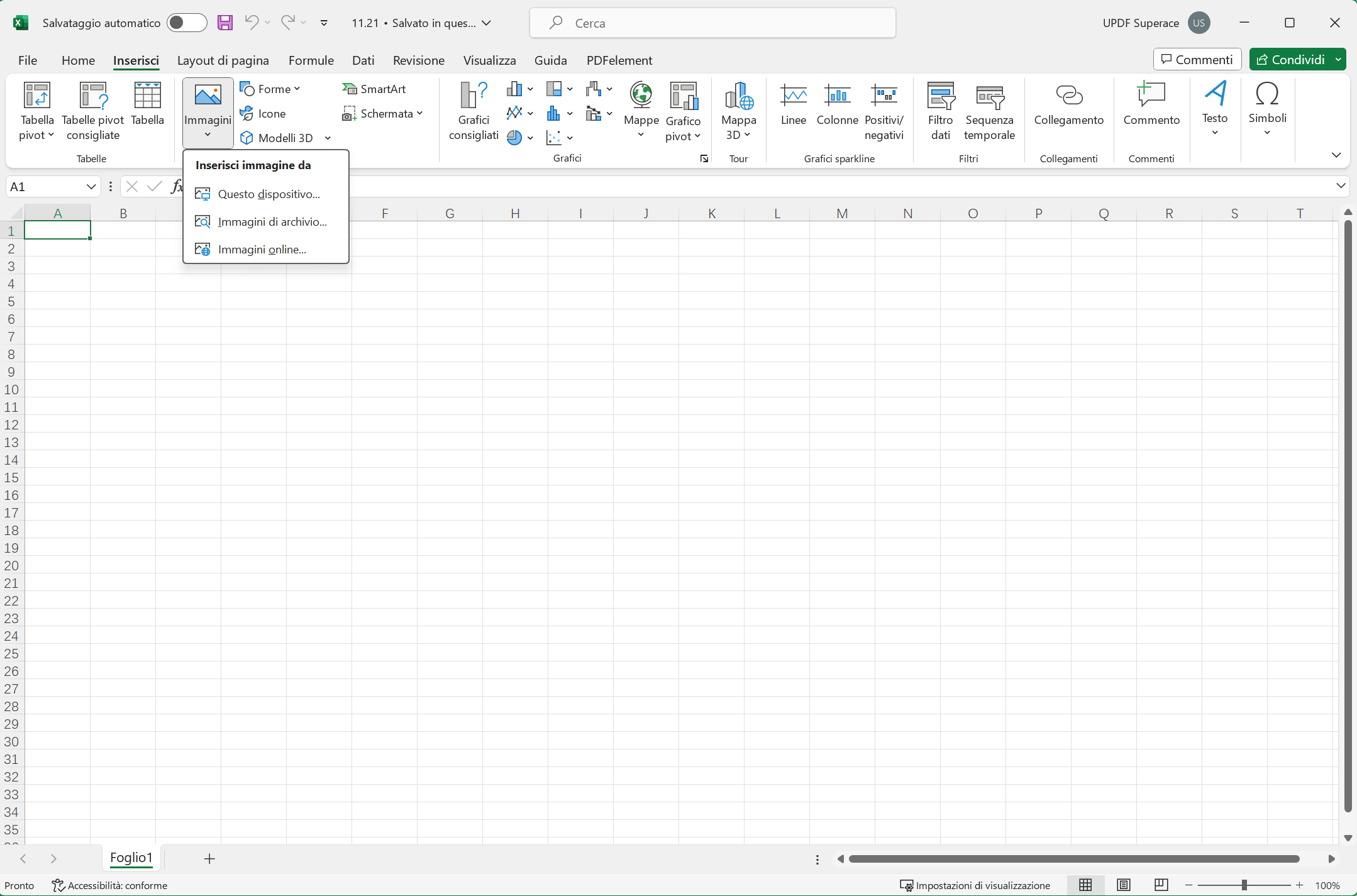 aggiungi l'immagine in Excel