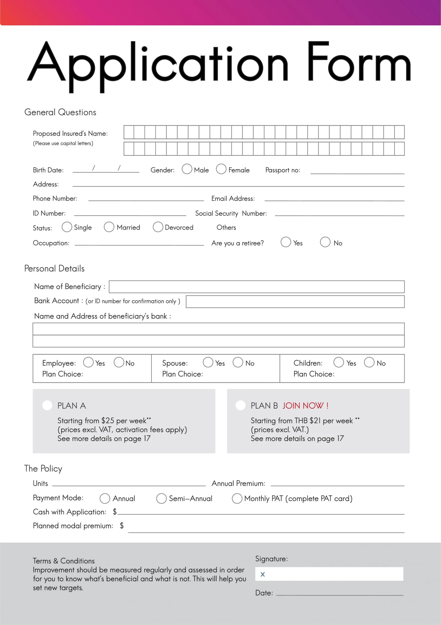 job application form template