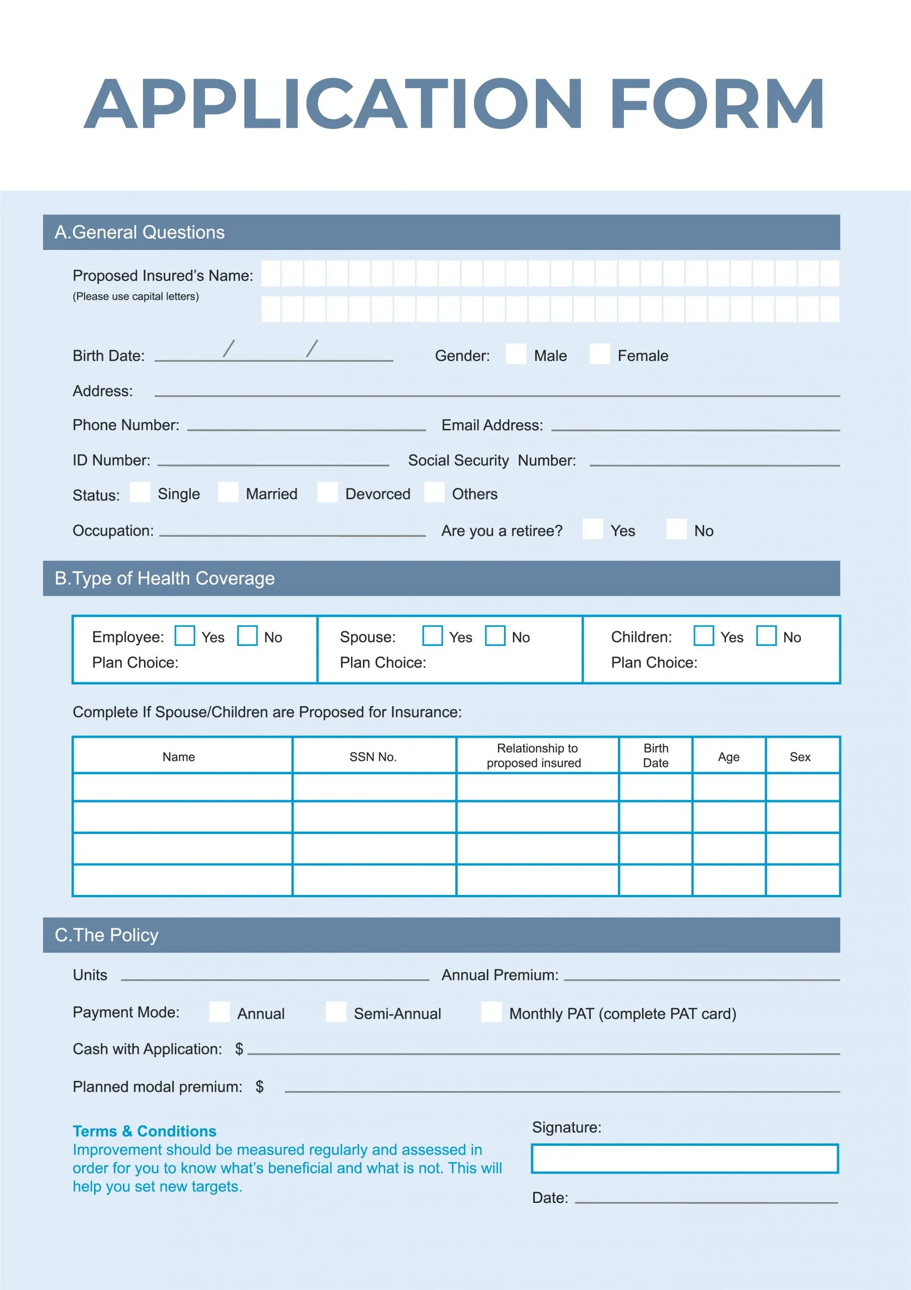 job application form template