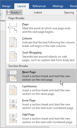 ワードで任意のページに異なるフッターを設定する