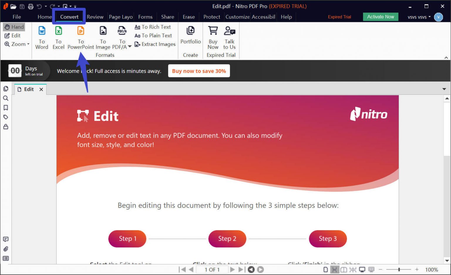Nitro PDF to PPT Converter - مناسب لمستخدمي Windows
