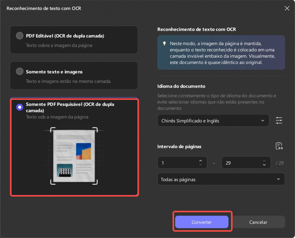 Somente PDF Pesquisável