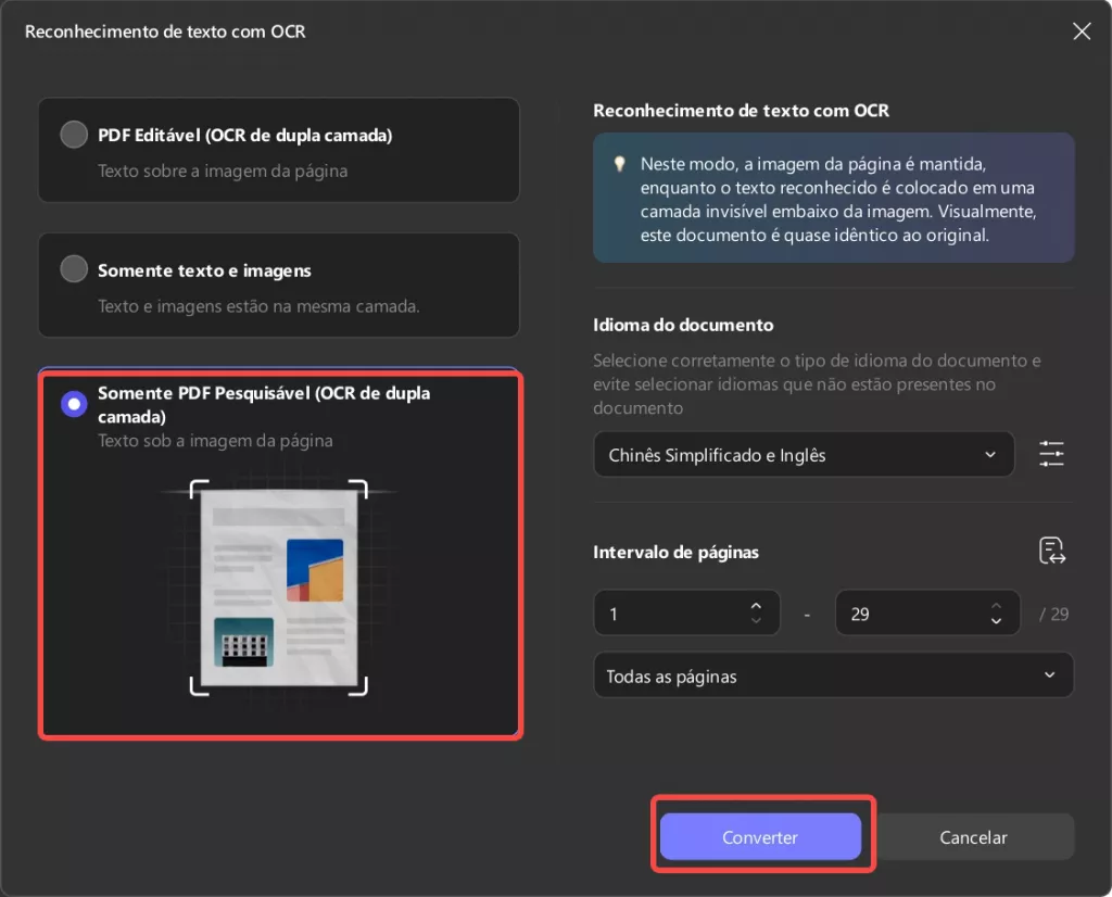 Somente PDF Pesquisável