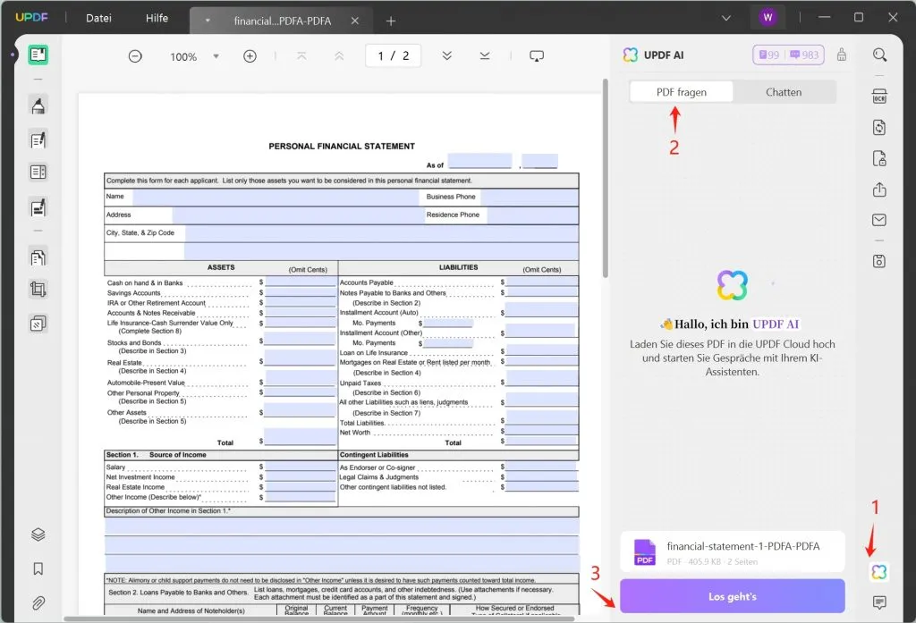 PDF fragen Modus