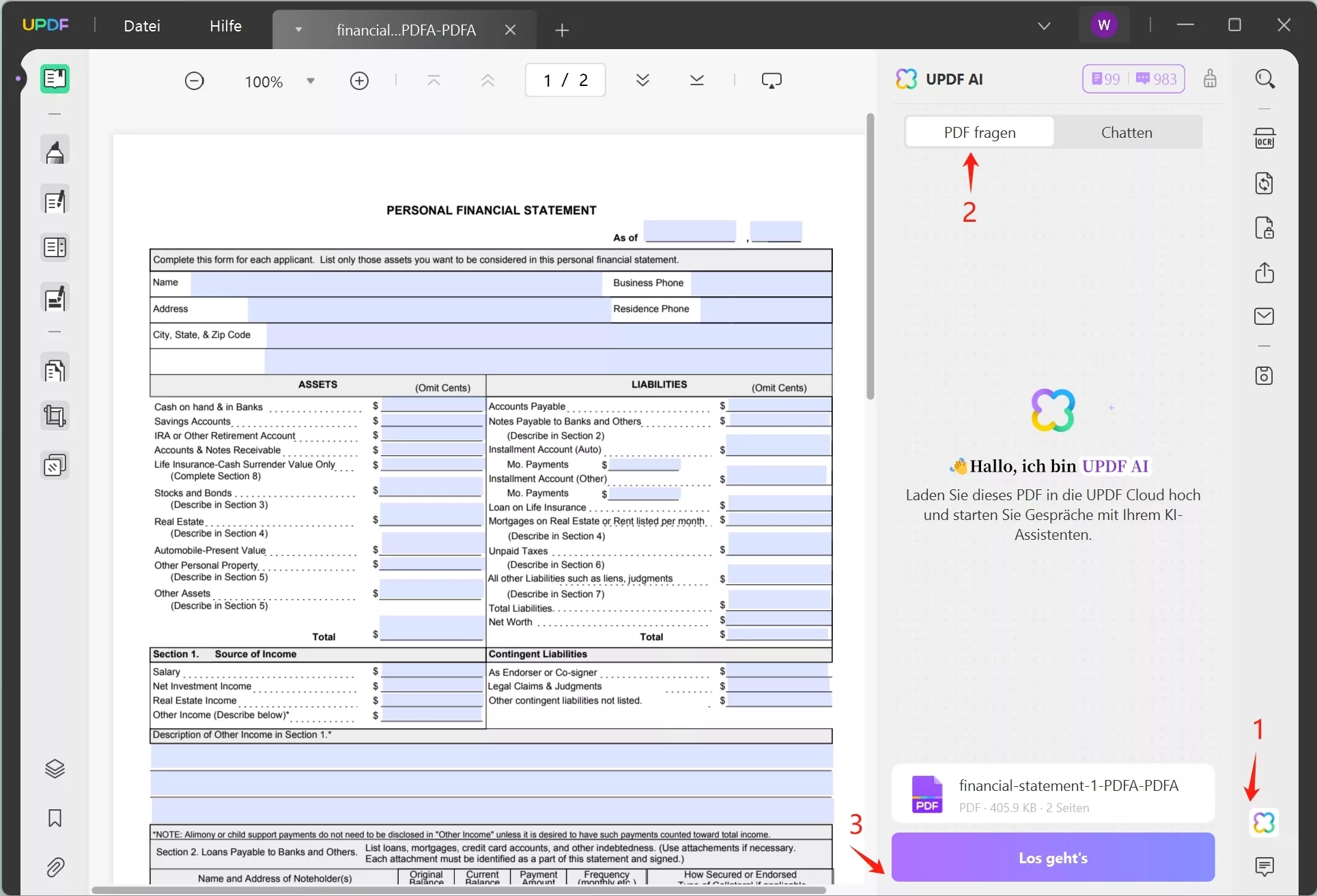 PDF fragen Modus