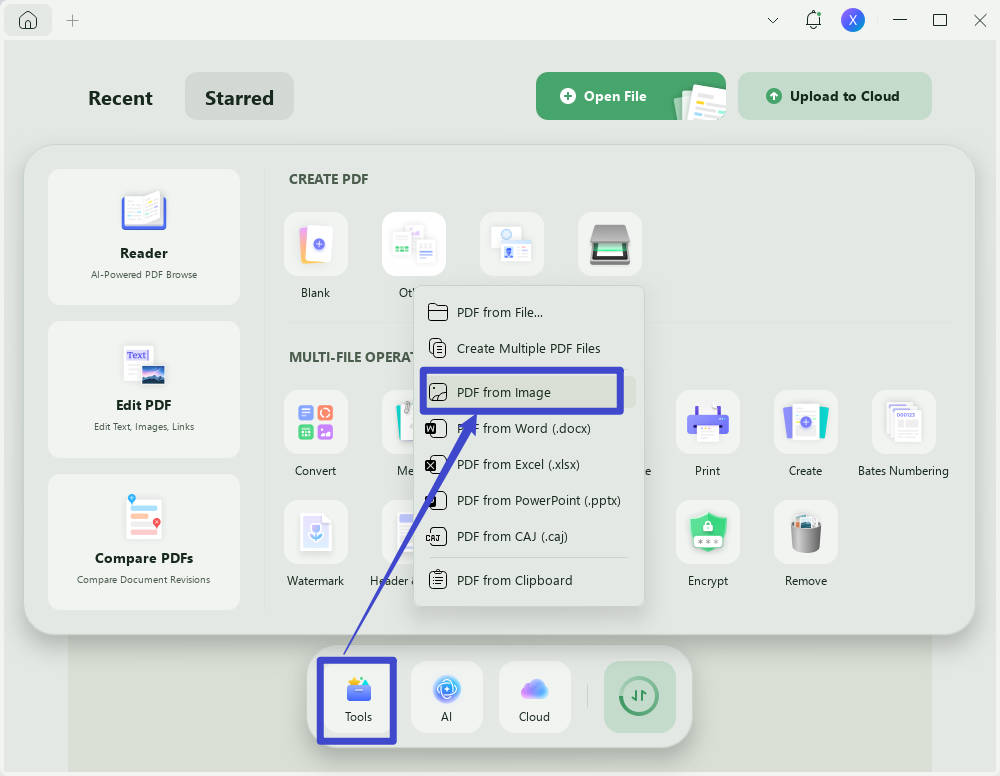 select the pdf from image button