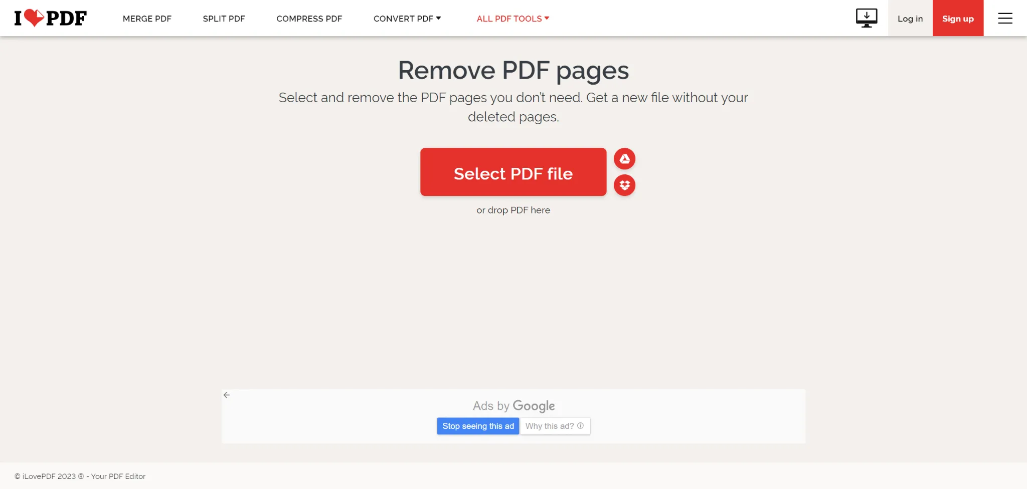 Pdf page store remover online