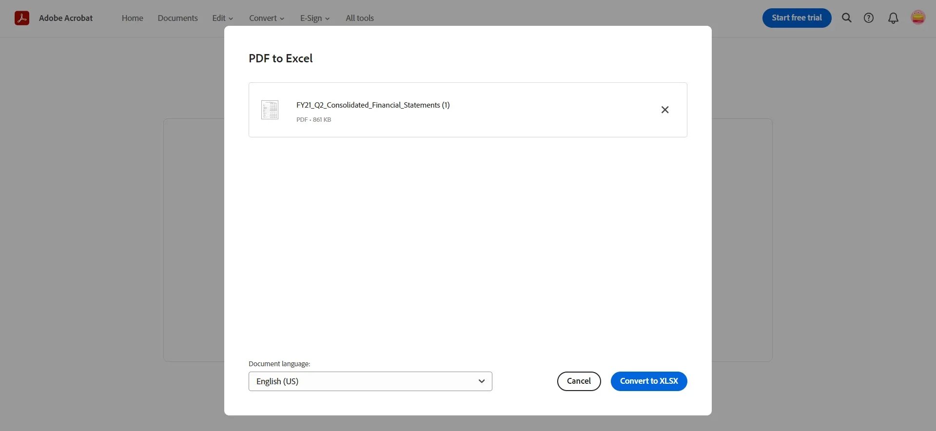 adobe pdf to excel convert