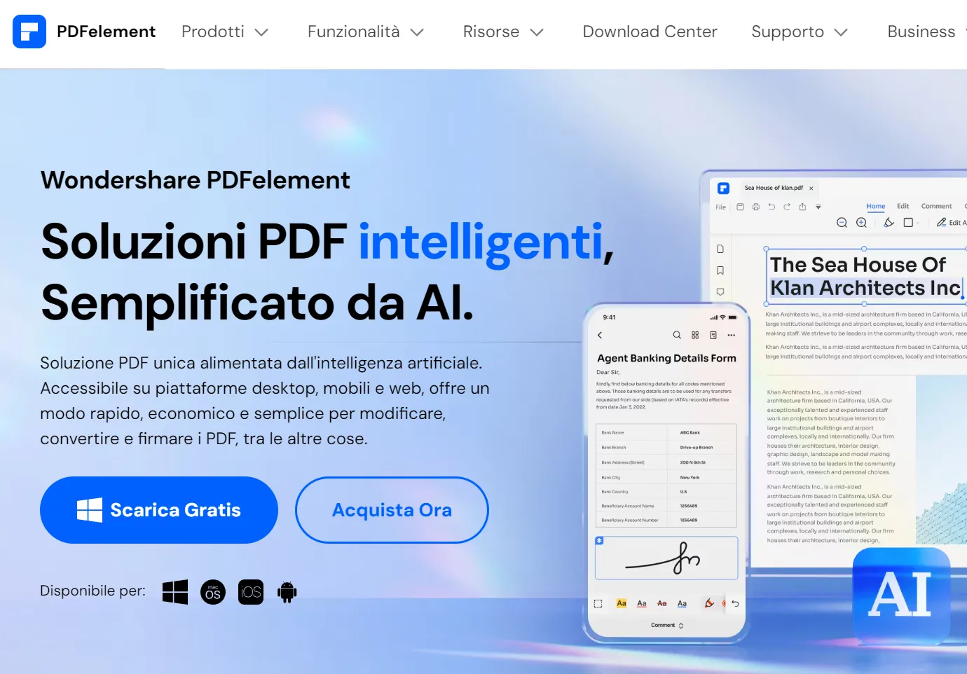 PDFelement strumento di intelligenza artificiale dell'editor di PDF