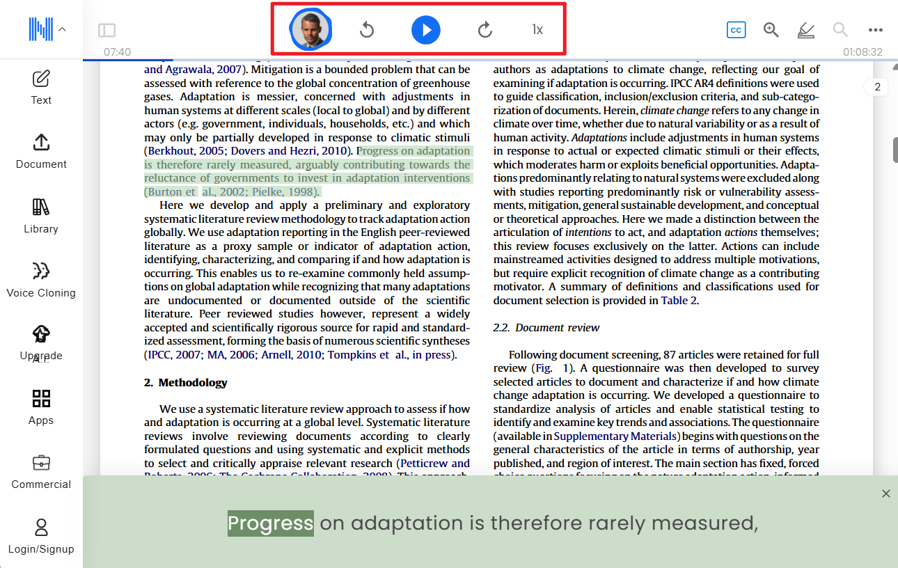 play the audio on naturalreader