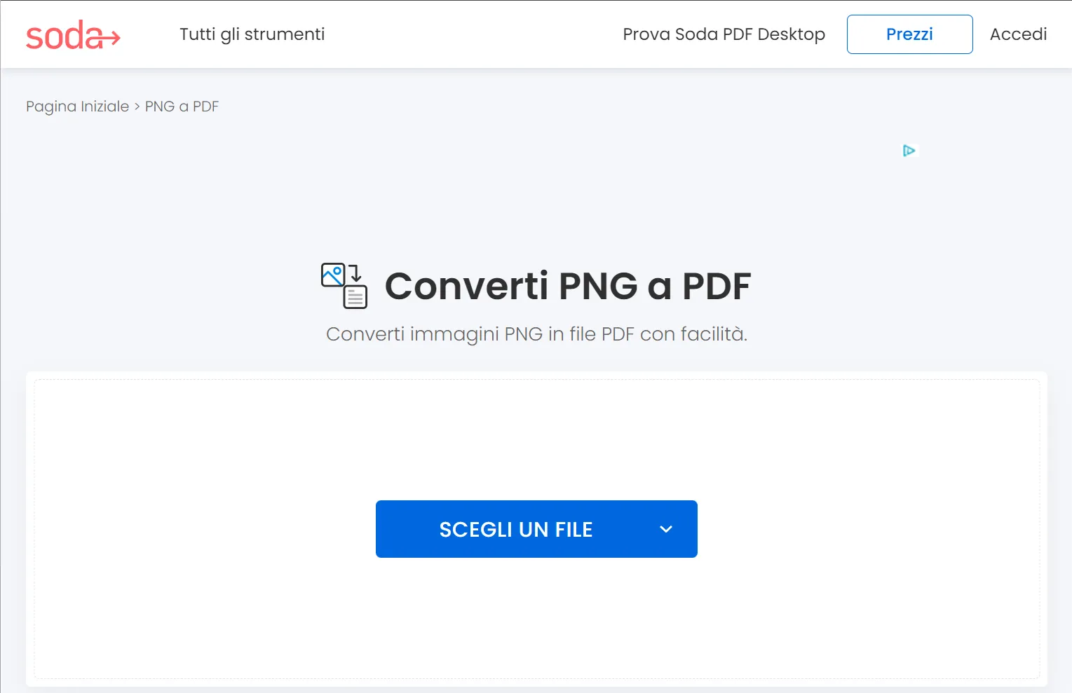 Trasforma da PNG a PDF online