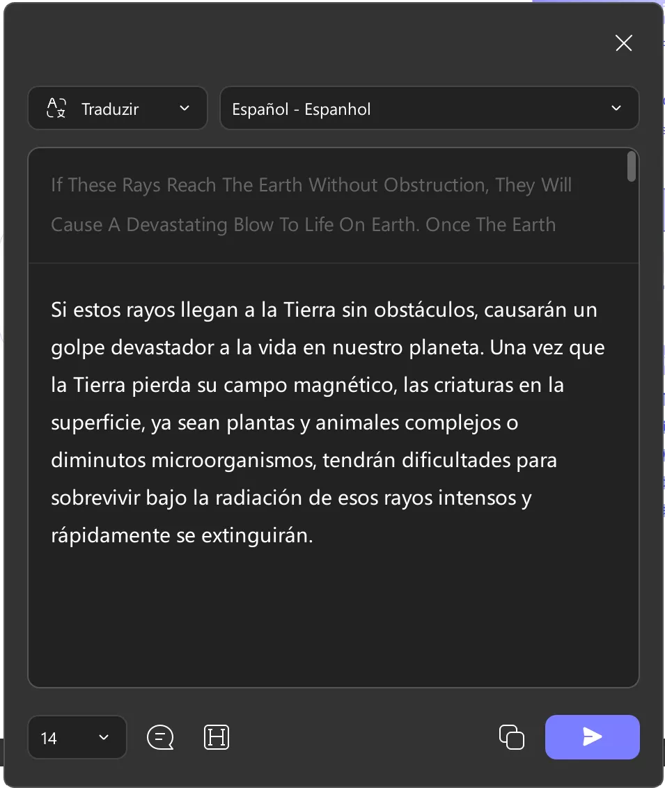 regenerar e utilizar texto traduzido
