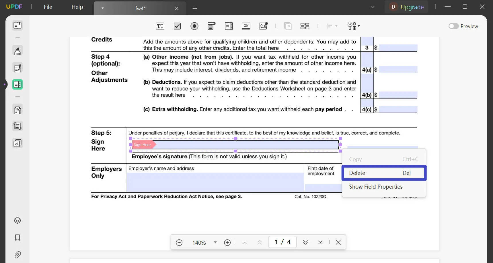 remove signature field from pdf signature